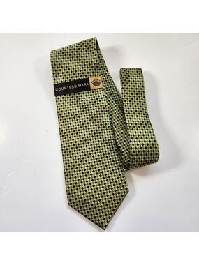 Countess Mara Silk Tie New Green & Black Patterned Men’s Necktie Classic Style